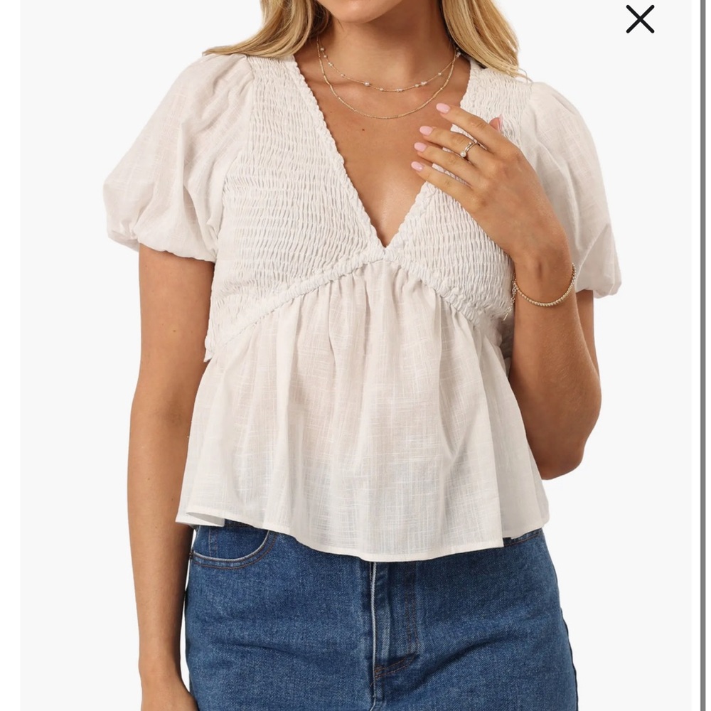 Petal & Pup Tamara Cotton Smocked Open Back Peplum Top